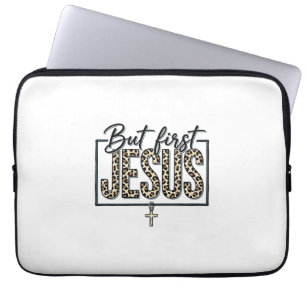 Jesus Leopard Print Christian Vintage Engraving Sh Laptop Sleeve