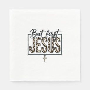 Jesus Leopard Print Christian Vintage Engraving Sh Napkin