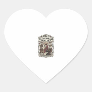 Jesus Letterpress Print Shop Jesus Letterpress Pri Heart Sticker