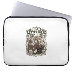Jesus Letterpress Print Shop Jesus Letterpress Pri Laptop Sleeve