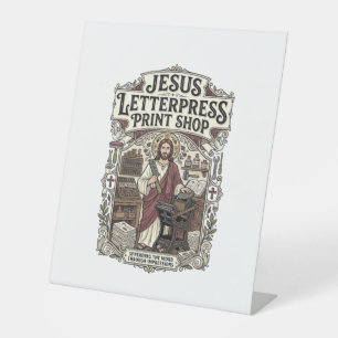 Jesus Letterpress Print Shop Jesus Letterpress Pri Pedestal Sign