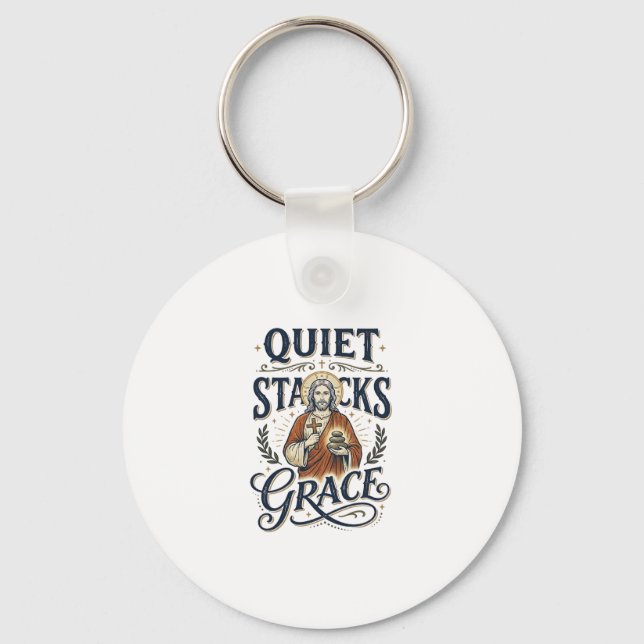 Jesus Librarian Graphic Tee Christian Art_1 Key Ring (Front)