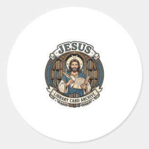 Jesus Library Card Archive Jesus Library Card Arch Classic Round Sticker