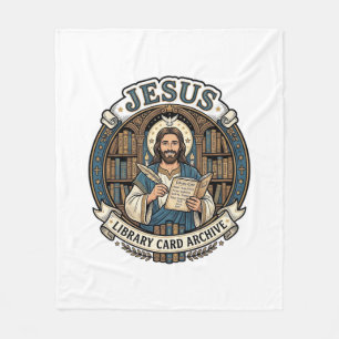 Jesus Library Card Archive Jesus Library Card Arch Fleece Blanket