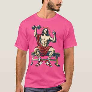 Jesus Lifting Weights Funny Christian Workout Gym T-Shirt