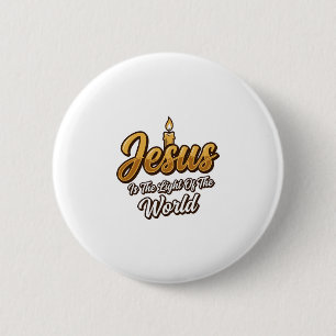 Jesus Light of the World Candle Christian Vector_1 6 Cm Round Badge