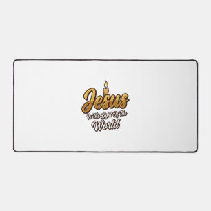 Jesus Light of the World Candle Christian Vector_1 Desk Mat