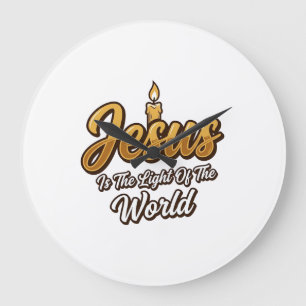Jesus Light of the World Candle Christian Vector_1 Large Clock