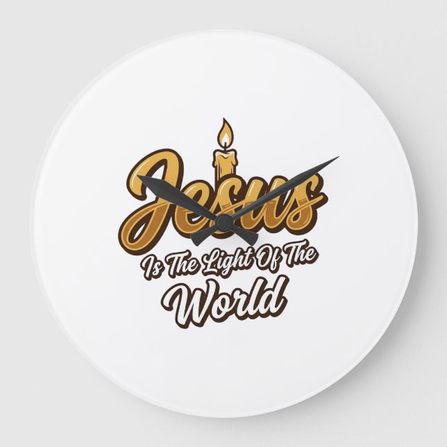Jesus Light of the World Candle Christian Vector_1 Large Clock (Front)
