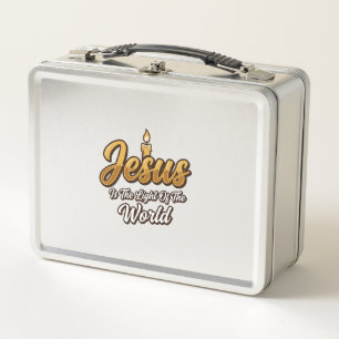 Jesus Light of the World Candle Christian Vector_1 Metal Lunch Box