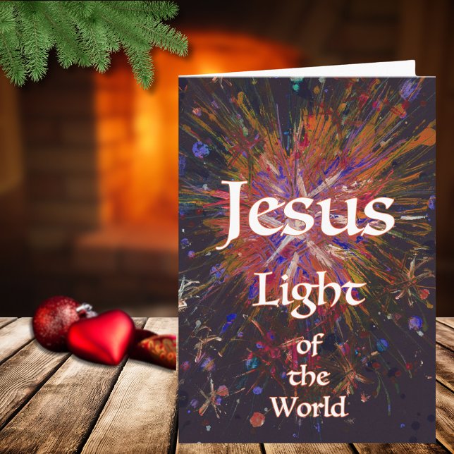 Jesus Light of The World Christmas Bible Quote Card (Jesus light of the world religious Christmas holiday folded card with bible quote)