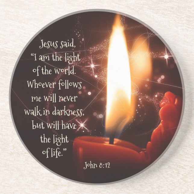 Jesus Light of the World Psalm 8, Bible, Christmas Coaster (Front)
