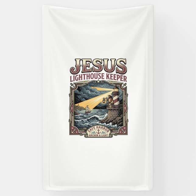 Jesus Lighthouse Keeper Jesus Lighthouse Keeper Ch Banner (Vertical)