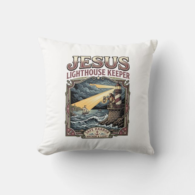 Jesus Lighthouse Keeper Jesus Lighthouse Keeper Ch Cushion (Front)