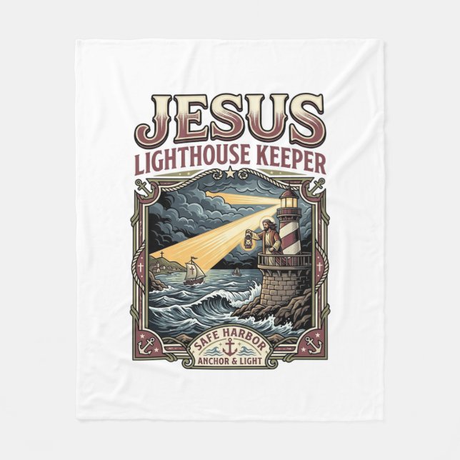 Jesus Lighthouse Keeper Jesus Lighthouse Keeper Ch Fleece Blanket (Front)
