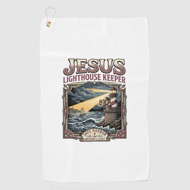 Jesus Lighthouse Keeper Jesus Lighthouse Keeper Ch Golf Towel (Front)