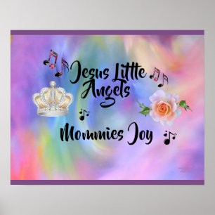 Jesus Little Angels Mommies Joy Purple Edges Poster