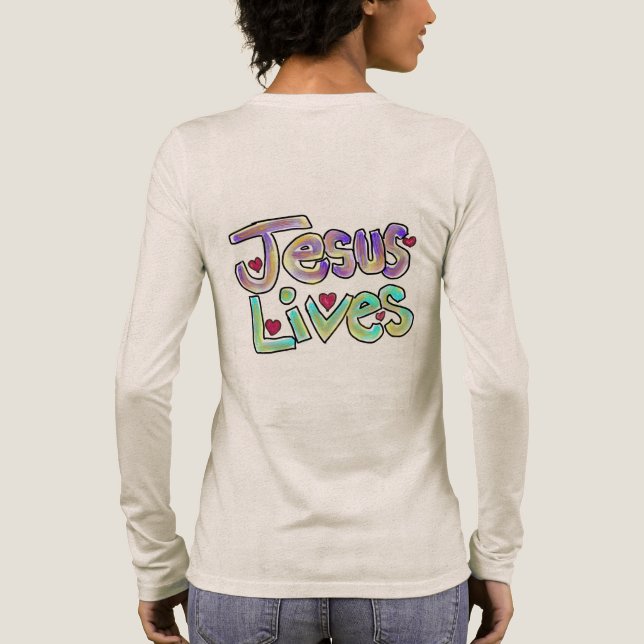 Jesus Lives Hand Drawn Christian Art  Tri-Blend Shirt (Back)