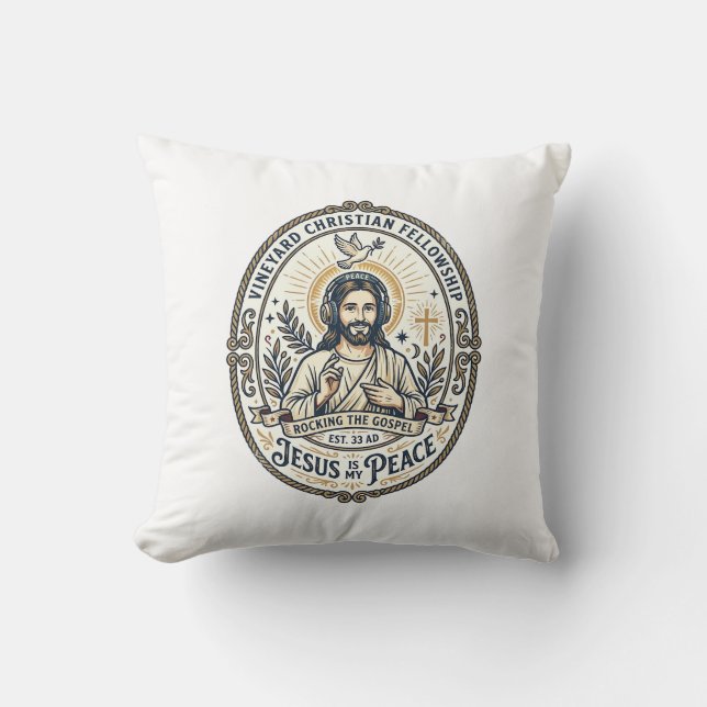 Jesus Lo Fi Study Beats Aesthetic Graphic Tee Chri Cushion (Front)
