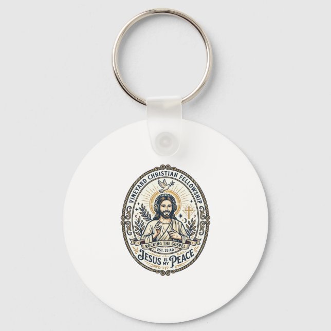 Jesus Lo Fi Study Beats Aesthetic Graphic Tee Chri Key Ring (Front)