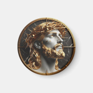 Jesus looking in the heavens with thorns magnet