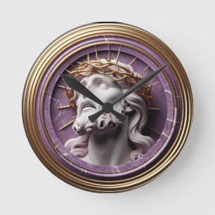 Jesus looking in the heavens  with thorns round clock