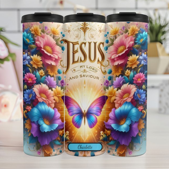 Jesus Lord Saviour Floral Radiance Thermal Tumbler (Creator Uploaded)
