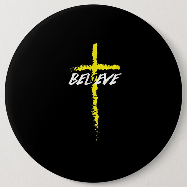 Jesus Love | Believe Cross Jesus Christ Religion 6 Cm Round Badge (Front)