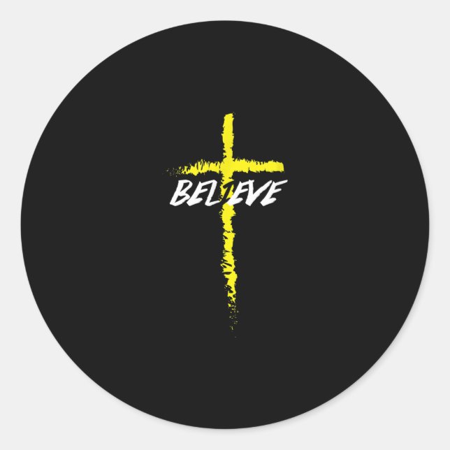 Jesus Love | Believe Cross Jesus Christ Religion Classic Round Sticker (Front)