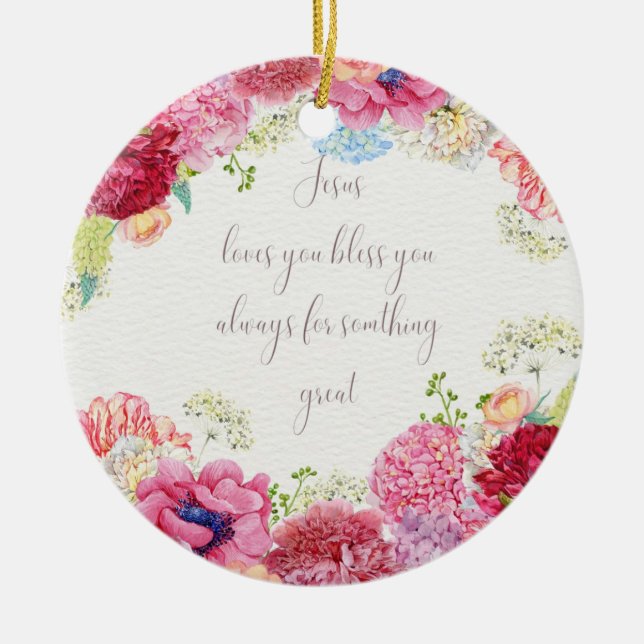 Jesus love  ceramic tree decoration (Front)