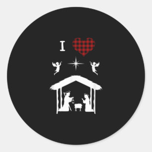 Jesus Love   Christmas Nativity I Love Jesus Classic Round Sticker
