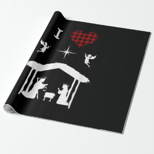 Jesus Love   Christmas Nativity I Love Jesus Wrapping Paper
