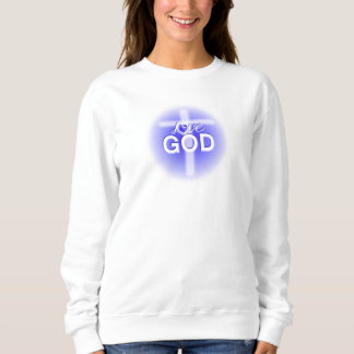 Jesus Love God Cross Blue Heart  Sweatshirt