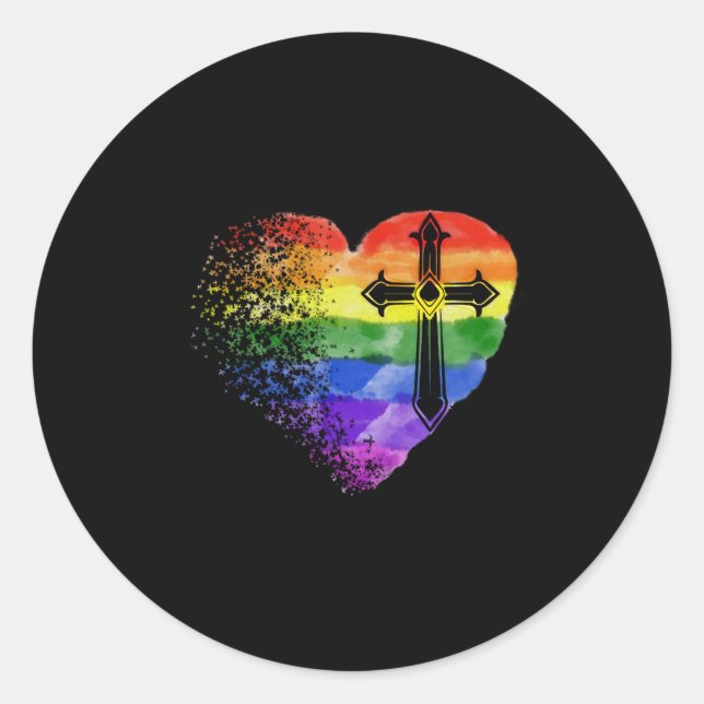 Jesus Love | Heart LGBT Love Jesus Christ Classic Round Sticker (Front)