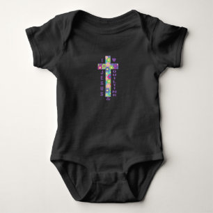 Jesus Love   I Love Jesus & Quilting Sewing Cross Baby Bodysuit