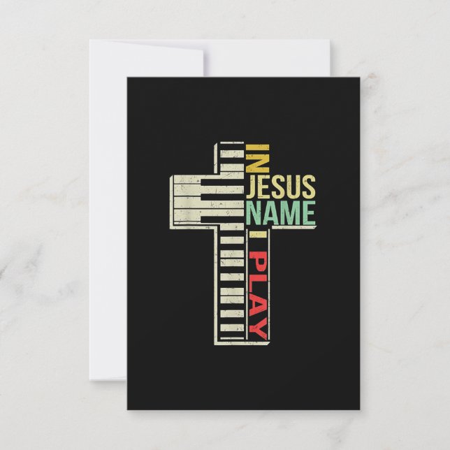 Jesus Love | In Jesus Name I Play Piano Christian RSVP Card (Front)