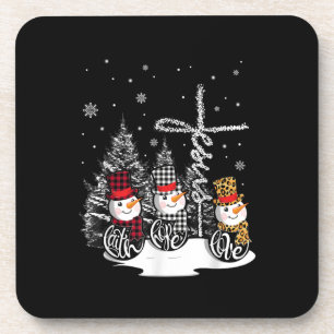 Jesus Love   Jesus Faith Hope Love Snowman Coaster