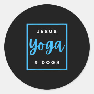 Jesus Love | Jesus Yoga And Dog Christian Faith Classic Round Sticker
