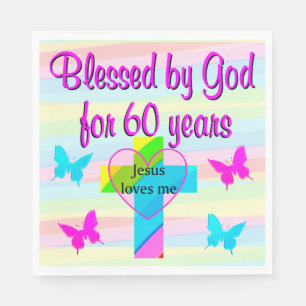 JESUS LOVE ME 60TH BIRTHDAY NAPKINS