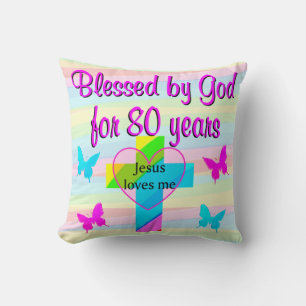 JESUS LOVE ME 80TH BIRTHDAY PILLOW