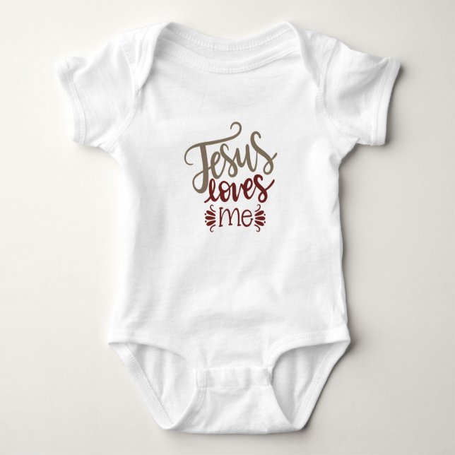 Jesus love me baby bodysuit (Front)