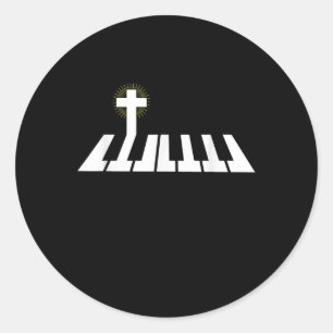 Jesus Love Piano Cross Christian Jesus Faith Classic Round Sticker