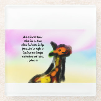 jesus love sister and brother glass coaster