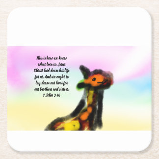 jesus love sister and brother square paper coaster