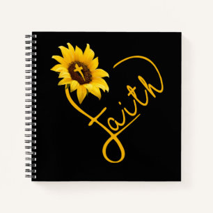Jesus Love Sunflowers Love Heart Faith Notebook