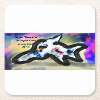 jesus love us square paper coaster