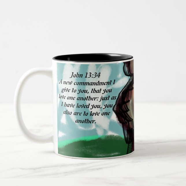 Jesus  love us  Two-Tone coffee mug (Left)