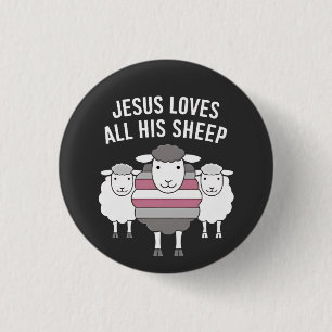 Jesus Loves All His Sheep LGBT Pride Month 3 Cm Round Badge
