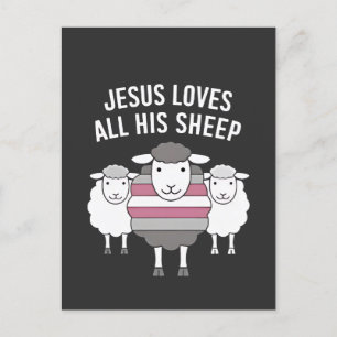 Jesus Loves All His Sheep LGBT Pride Month Holiday Postcard