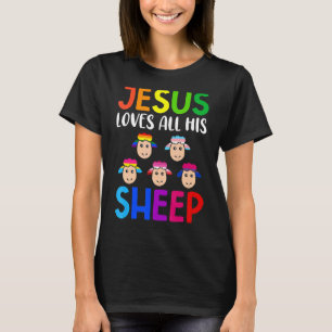 Jesus Loves All His Sheep Pride Lgbt Flag Gay Rain T-Shirt